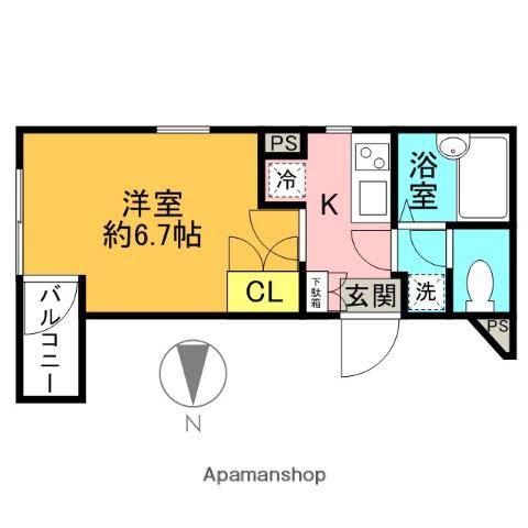 ヴェルト笹塚ツインⅡ(1K/4階)の間取り写真