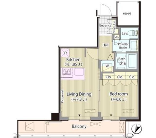 メルクマール京王笹塚レジデンス(1LDK/15階)の間取り写真