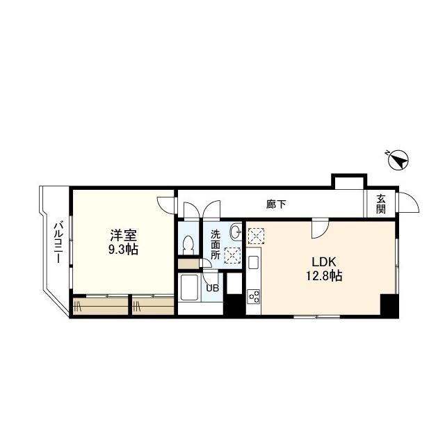 ジョイヒルズ南平台(1LDK/4階)の間取り写真