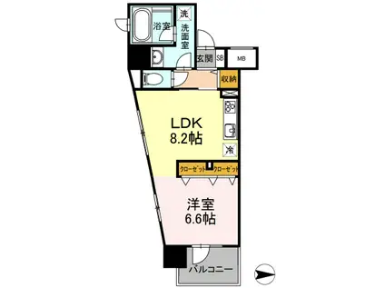 D-ROOM早稲田(1LDK/5階)の間取り写真