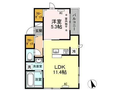 ルミエール西新宿(1LDK/3階)の間取り写真