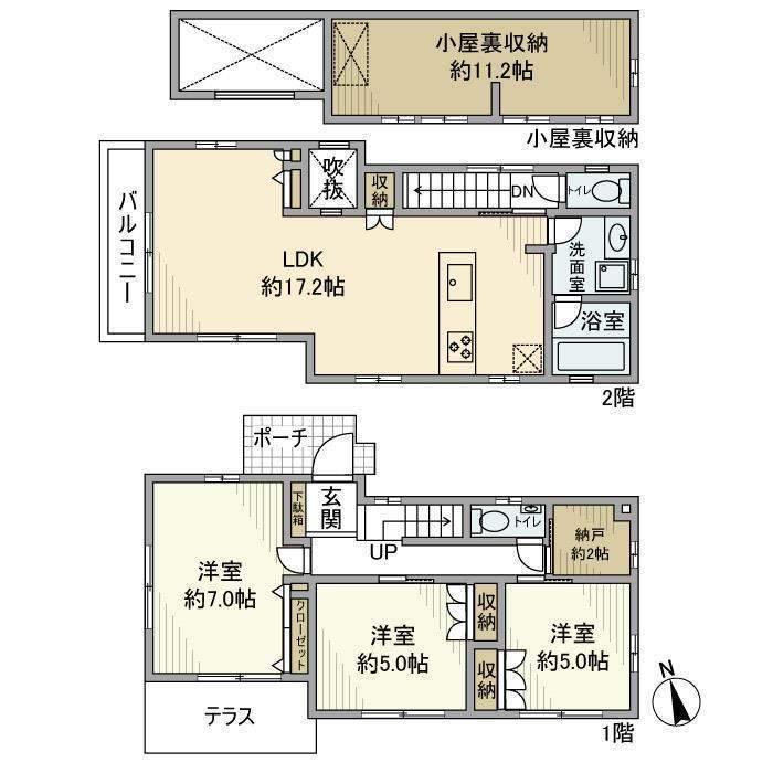 京王電鉄井の頭線 西永福駅 徒歩5分 2階建 築19年(3LDK)の間取り写真
