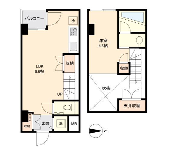 パークフラッツ永福町(1LDK/4階)の間取り写真