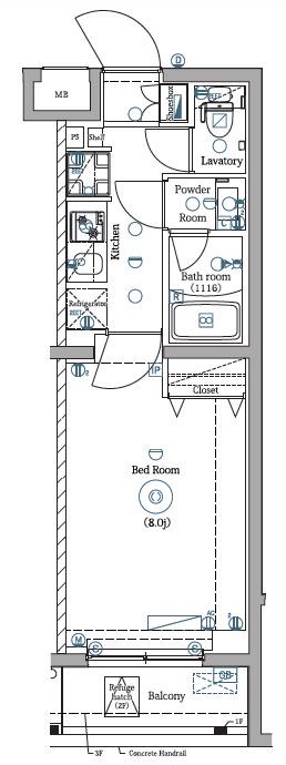 DIPS明大前(1K/1階)の間取り写真