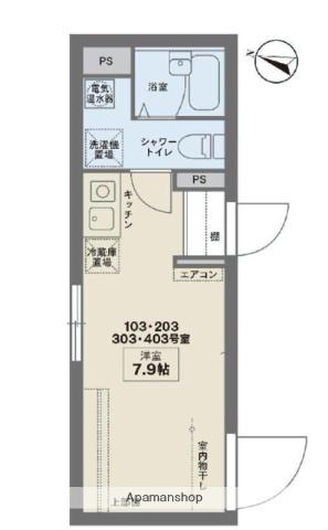 COCOFLAT幡ヶ谷(ワンルーム/4階)の間取り写真