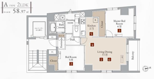 LIVEFLAT新中野(2LDK/2階)の間取り写真