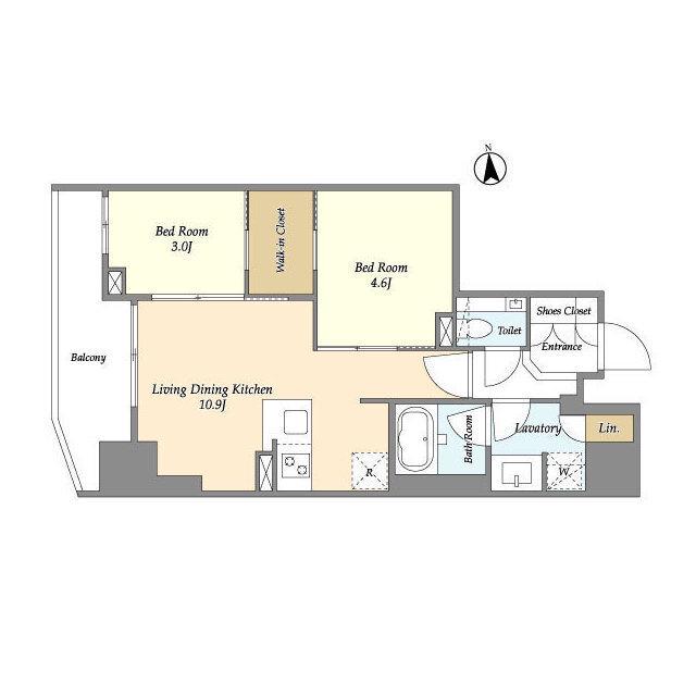 オーキッドレジデンス渋谷富ヶ谷(2LDK/2階)の間取り写真