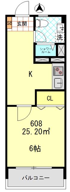 四谷コーエイマンション(1K/6階)の間取り写真