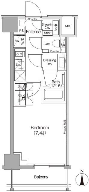 ザ・パークハビオ三軒茶屋(1K/4階)の間取り写真