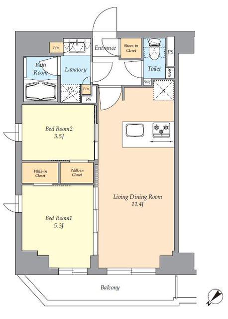 AIFLAT渋谷西原(2LDK/2階)の間取り写真