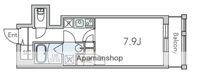 GRANDUO下北沢11(1K/1階)の間取り写真