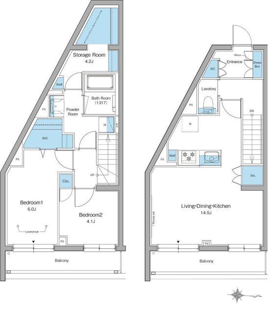 ルフォンリヴェント杉並永福(2SLDK/1階)の間取り写真