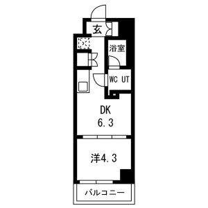 スパシエ幡ヶ谷(1DK/3階)の間取り写真