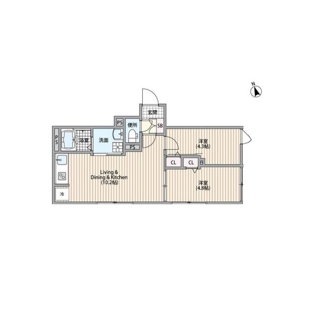 HJクラウンⅠ(2LDK/3階)の間取り写真