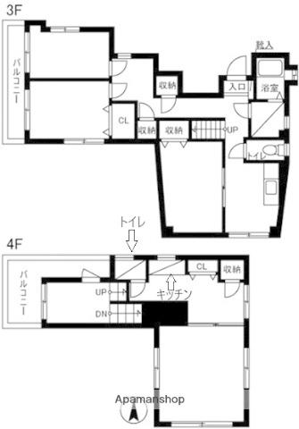 シンワビル(4LDK/3階)の間取り写真