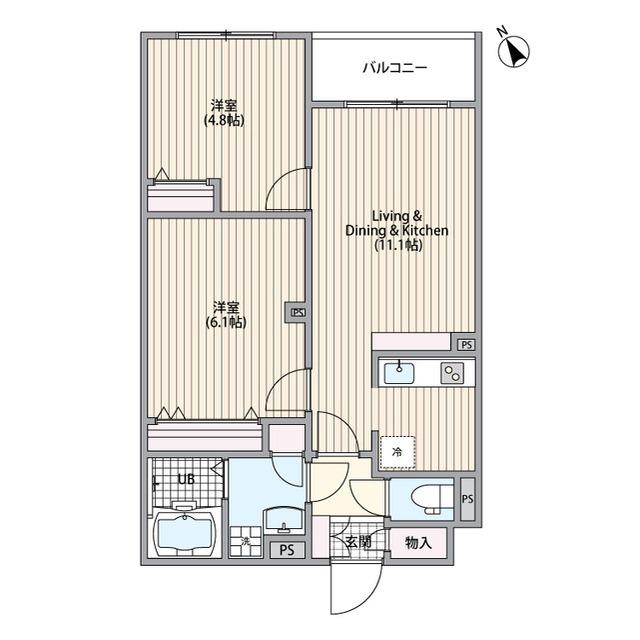 エルファーロ三軒茶屋Ⅵ(2LDK/3階)の間取り写真