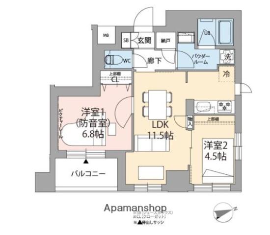 ミュージション下北沢(2LDK/6階)の間取り写真