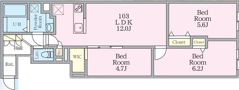 ミハス中野Ⅱ(3LDK/1階)の間取り写真