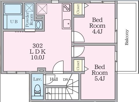 ミハス中野Ⅱ(2LDK/3階)の間取り写真