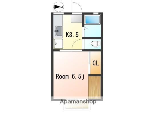 スカイハイツ山下(1K/1階)の間取り写真
