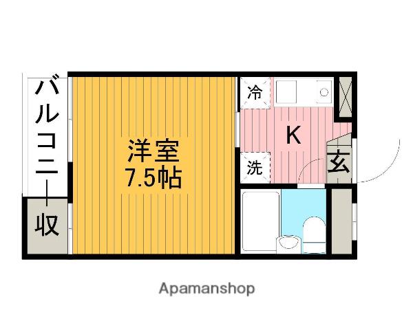 タートルヒル(1K/1階)の間取り写真