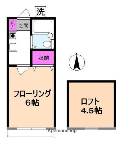 カーサ元町A(1K/2階)の間取り写真