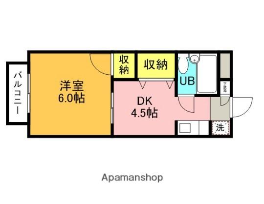 ハーバードハイツ(1DK/1階)の間取り写真