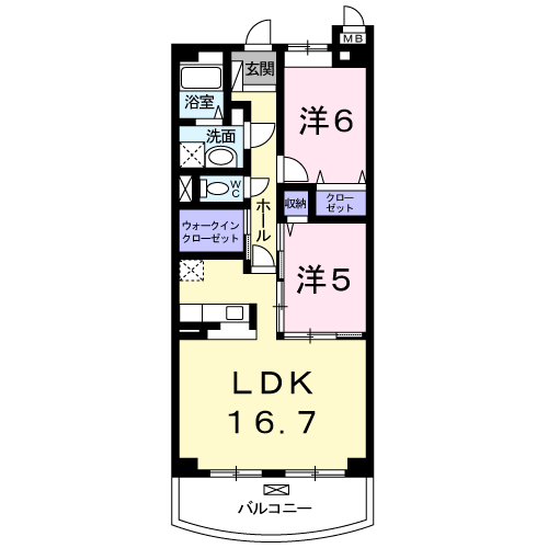 グレイス ガーデン(2LDK/1階)の間取り写真
