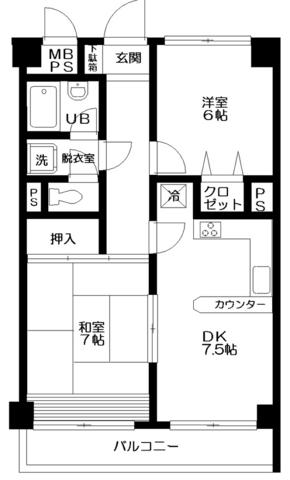 日神パレス拝島第2(2DK/4階)の間取り写真