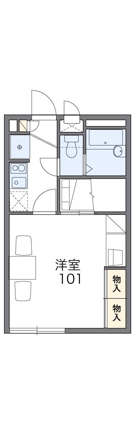 レオパレスカシオペア(1K/1階)の間取り写真