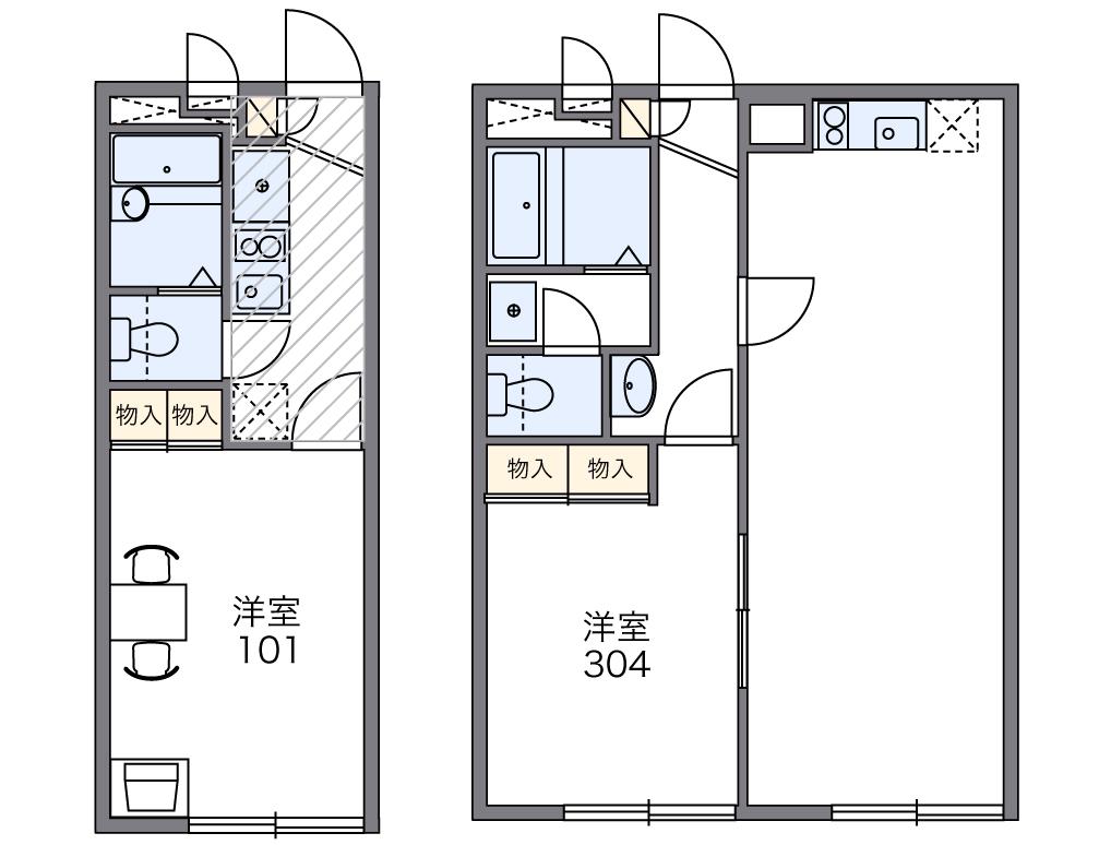レオパレス下連雀(1K/1階)の間取り写真