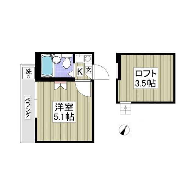 VILLEIL高松(1K/2階)の間取り写真