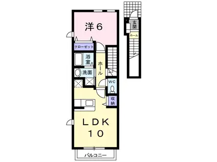 ローリエ国立亭(1LDK/2階)の間取り写真