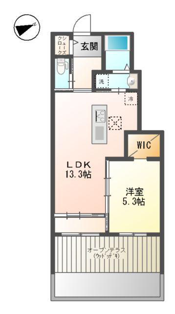 フィオーレ西平山(1LDK/1階)の間取り写真