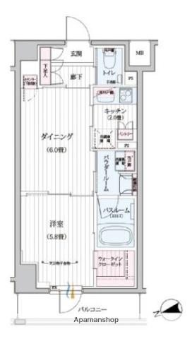 デュオステージ武蔵小金井(1DK/3階)の間取り写真