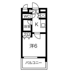 スパシエルクス府中(1K/9階)の間取り写真