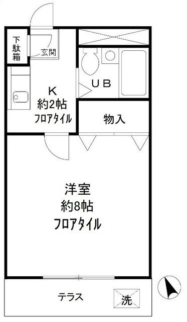 ハイツタカノ(1K/1階)の間取り写真
