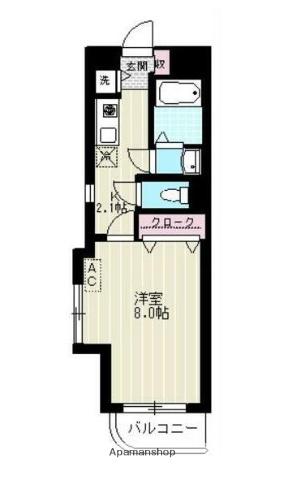 ベルドミール武蔵野(1K/2階)の間取り写真