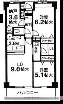 ガーデン有川(2SLDK/3階)の間取り写真