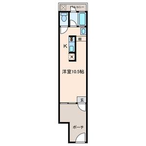 ヴィラアールケイ(ワンルーム/1階)の間取り写真