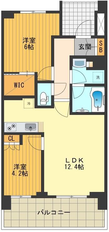 プライムメゾン武蔵野の杜(2LDK/3階)の間取り写真
