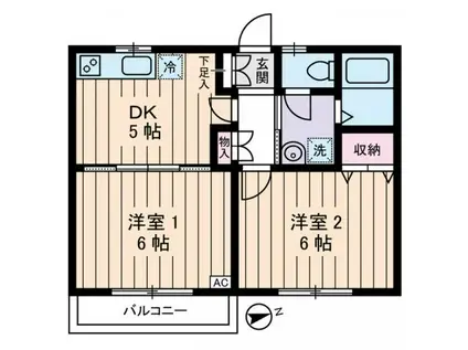 モンシャトー貫井(2DK/2階)の間取り写真
