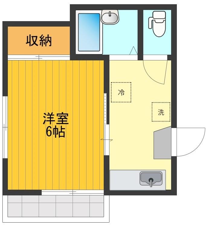 タウンコート(1K/2階)の間取り写真