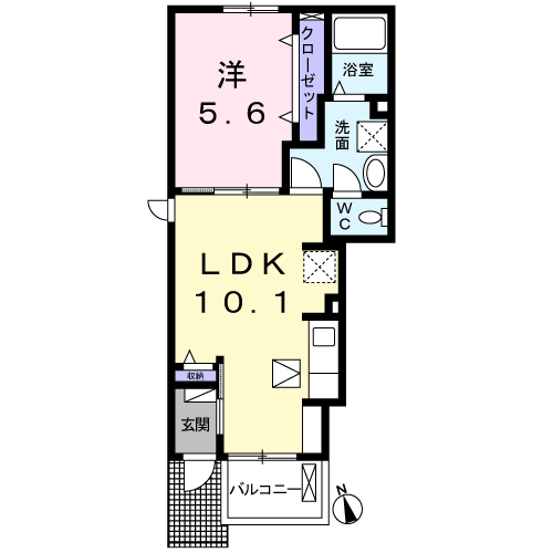 フェリシティ荒屋敷(1LDK/1階)の間取り写真