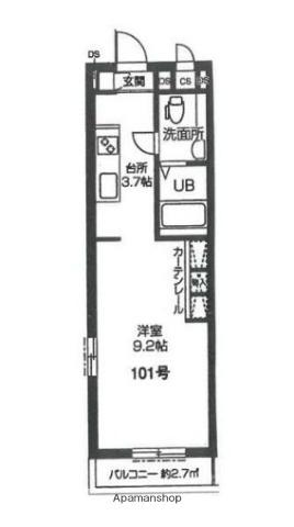 ヘリオス378小平栄町(1K/1階)の間取り写真