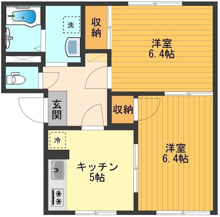 フレグランス平山C(2K/2階)の間取り写真