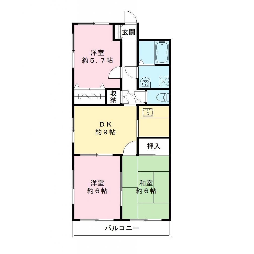 イーストリッチ(3DK/1階)の間取り写真