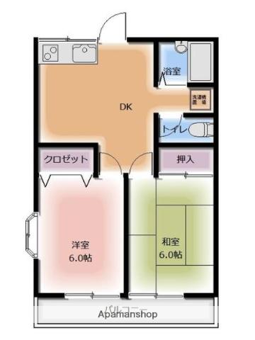 パークサイドTAMA(2DK/2階)の間取り写真