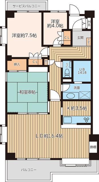 HF田無レジデンス(3LDK/1階)の間取り写真