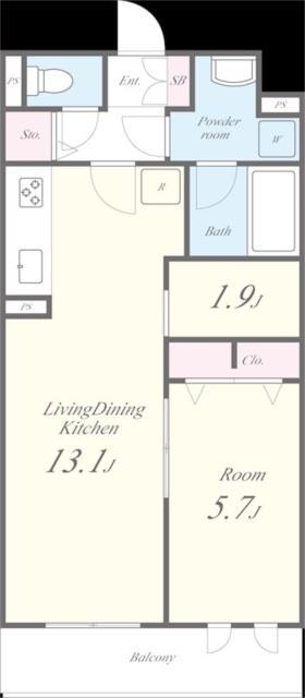 西武鉄道拝島線 武蔵砂川駅 徒歩1分 3階建 築3年(1LDK/1階)の間取り写真